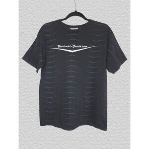 Barrett Jackson Crew Neck T Shirt Tee MED Black Stripe Logo Print Car Collector